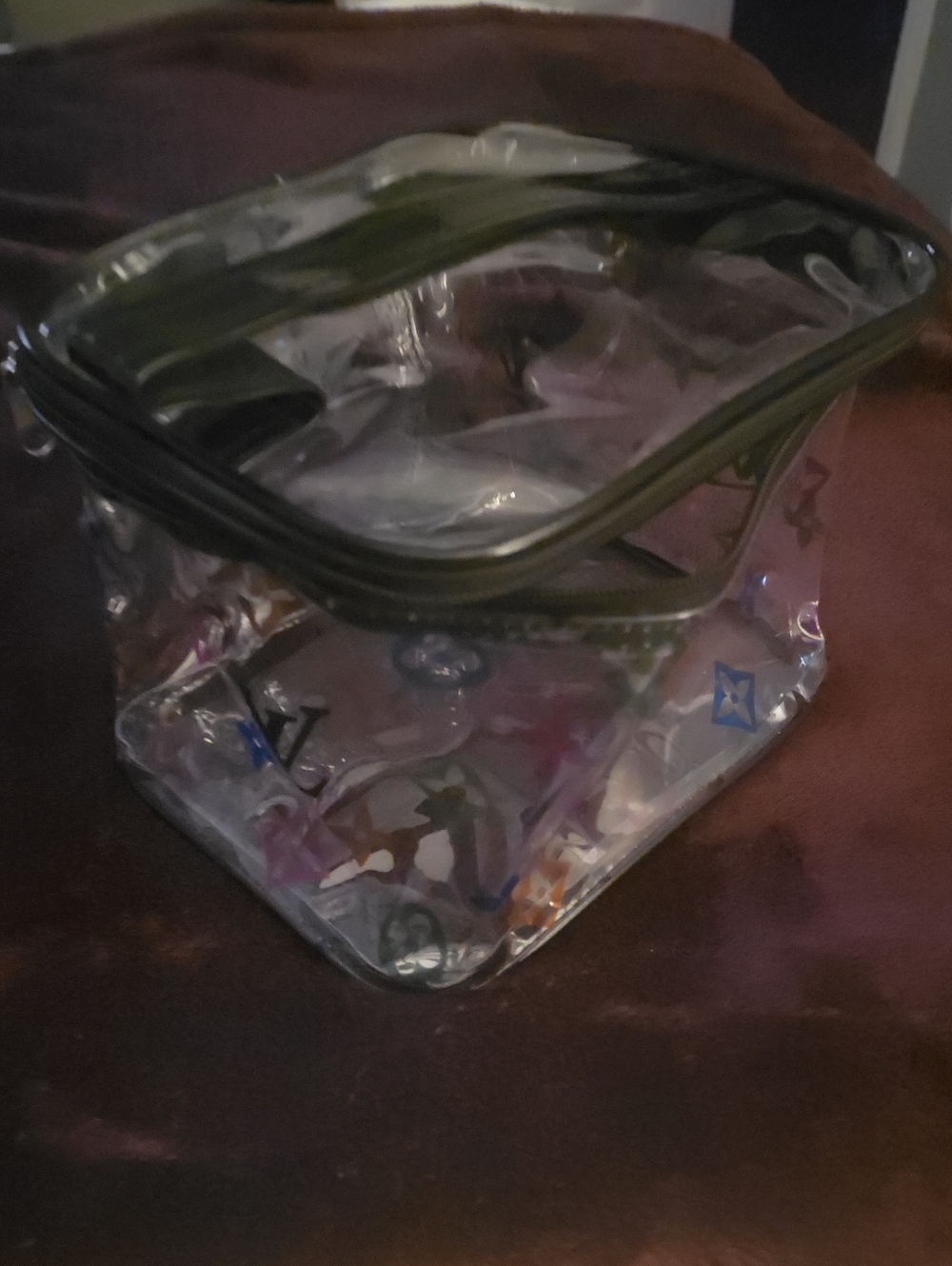 Clear PVC Cosmetic Bag with Black Trim